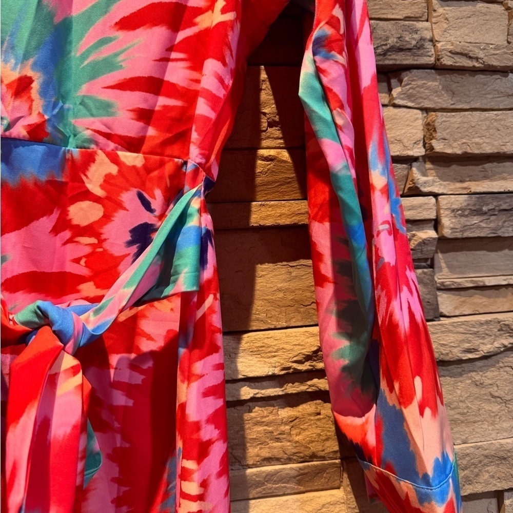 Sunday Up Colorful Long Sleeve Wrap Dress - Picture 4 of 6